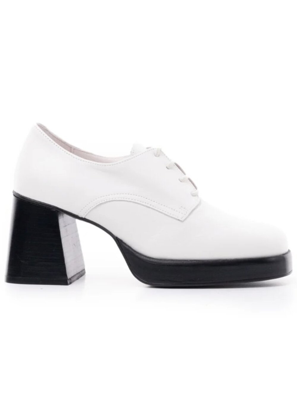 L'Intervalle Sevres white oxford block heels